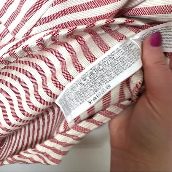 Moon River Red and Cream Stripe Button Front Mini Dress Size Medium - Picture 12 of 16